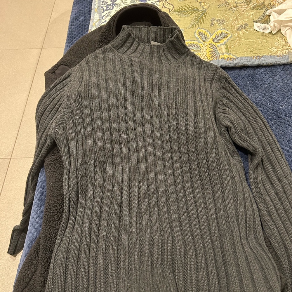 Women’s Gray Ribbed Fisherman Core 100% Cotton Sweater
